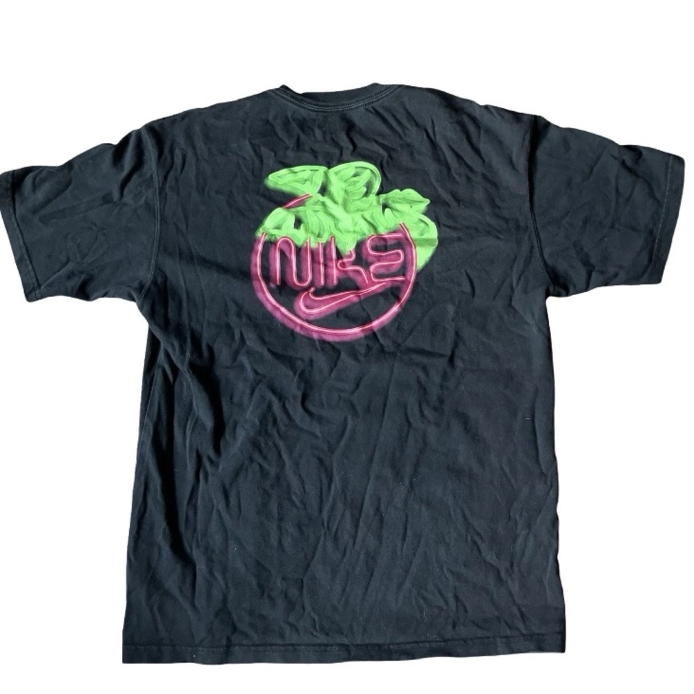 Nike Black Tee with Pink and Green Logo Swoosh Embroidered